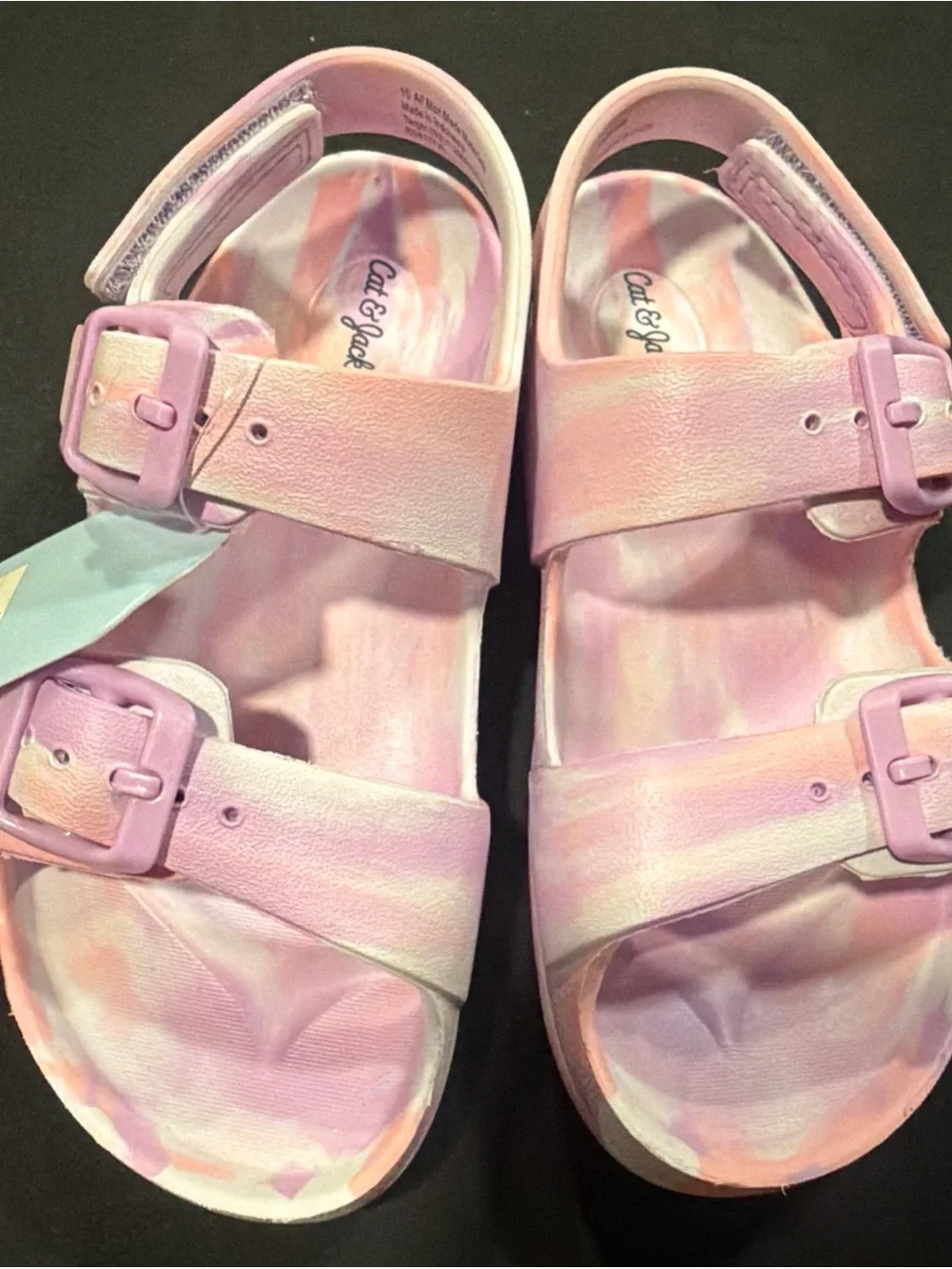 Cat & Jack Toddler Girls EVA Ade Sandals Size 10 NWT Tie Dye Purple and Pink